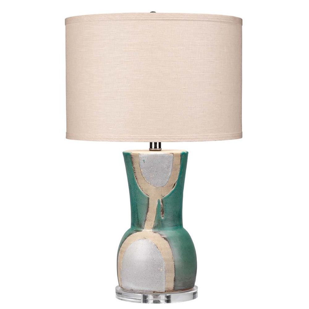 Tricolor Ceramic Vase Table Lamp with Linen Drum Shade