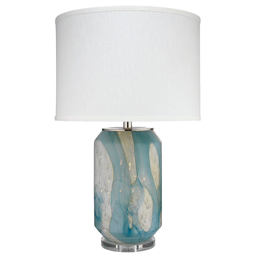 Watercolor Hand Blown Glass Table Lamp with Linen Shade