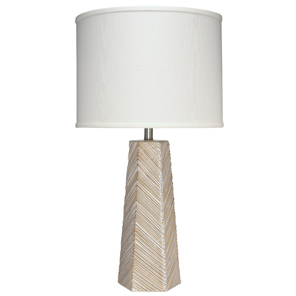 Chevron Texture Ceramic Table Lamp with Linen Shade