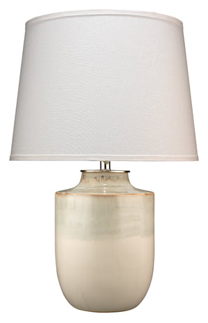 Lagoon Table Lamp in Cream Ceramic with Large Cone Shade in White Linen