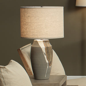 Hand-Painted Ceramic Landslide Table Lamp with Linen Drum Shade