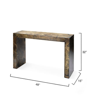 Charlemagne Console Table in Acid Washed Metal