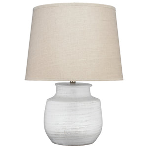 Small Etched Ceramic Table Lamp with Linen Shade
