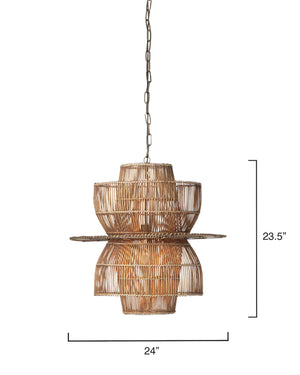 Nazas Pendant - Natural Rattan w/ Antique Brass Hardware