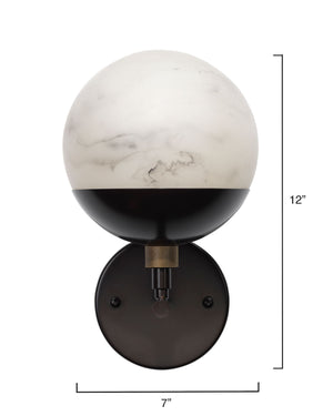 Metro Wall Sconce - Faux White Alabaster and Oil Rubbed Bronze