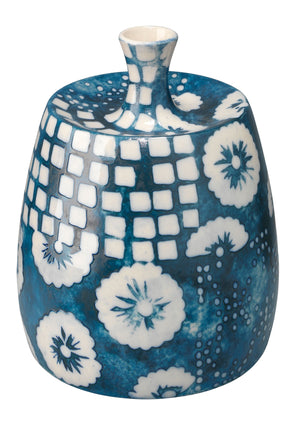 Block Print Vases (Set of 4) - Blue & White Ceramic