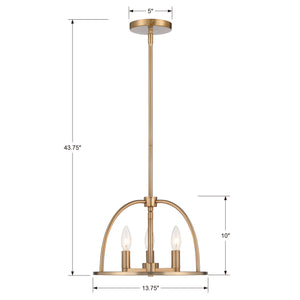 Abbottt 3 Light Vibrant Gold Chandelier