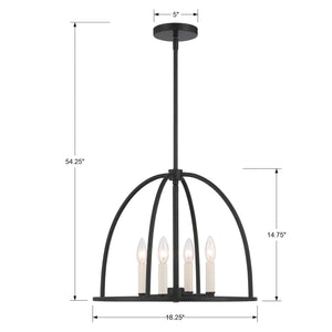 Abbottt 4 Light Black Chandelier