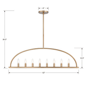 Abbottt 8 Light Vibrant Gold Linear Chandelier