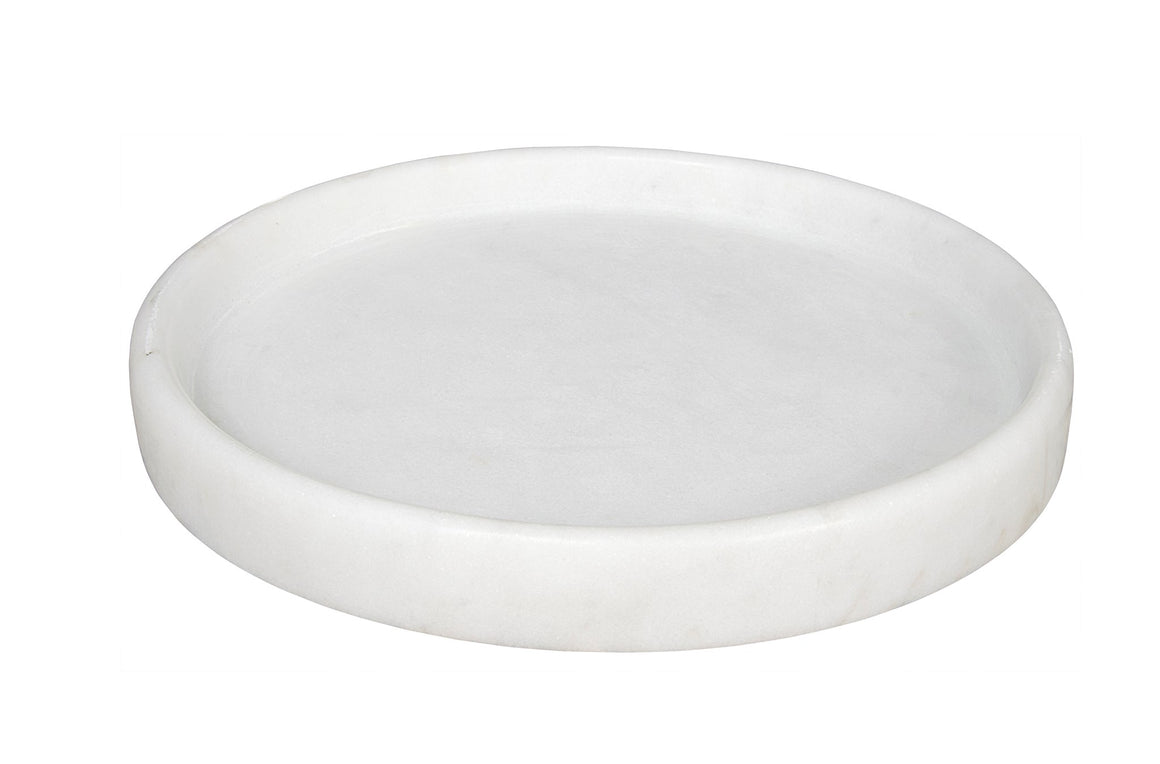 Noir 16" Round Tray - White Stone
