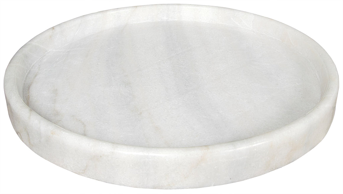 Noir 20" Round Tray - White Stone