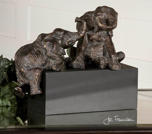 Playful Pachyderms Bronze Figurines