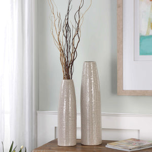 Sara Textured Ceramic Vases S/2