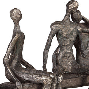 Camaraderie Aged Silver Figurine