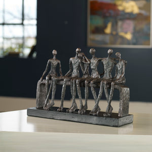 Camaraderie Aged Silver Figurine