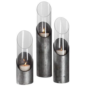 Karter Iron & Glass Candleholders Set/3