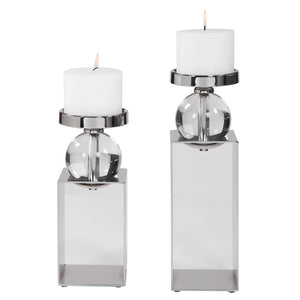 Lucian Nickel Candleholders, Set/2