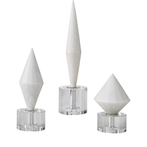 Alize White Stone Sculptures S/3