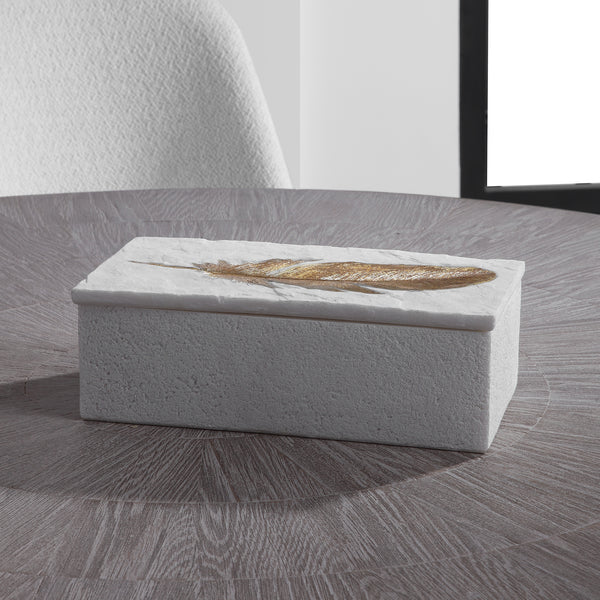 Nephele White Stone Box - Scenario Home