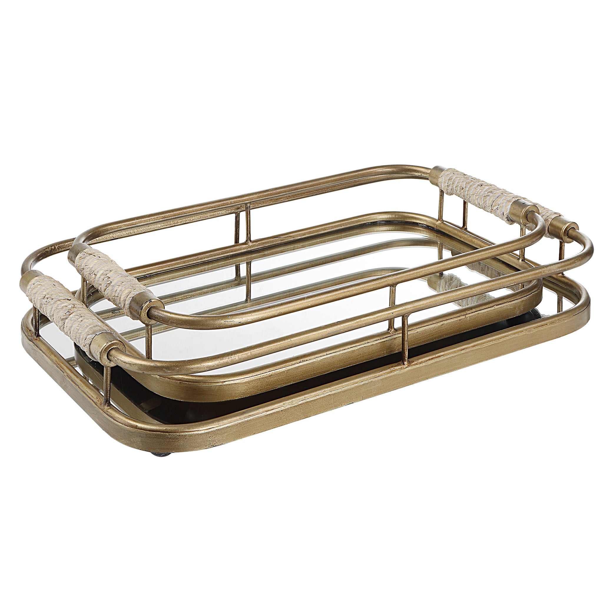 Rosea Brushed Gold Trays, S/2