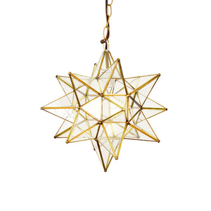 Worlds Away Large Star Pendant Light - Brass & Clear