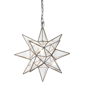 Worlds Away Medium Star Pendant Light – Clear Glass & Oxidized Metal