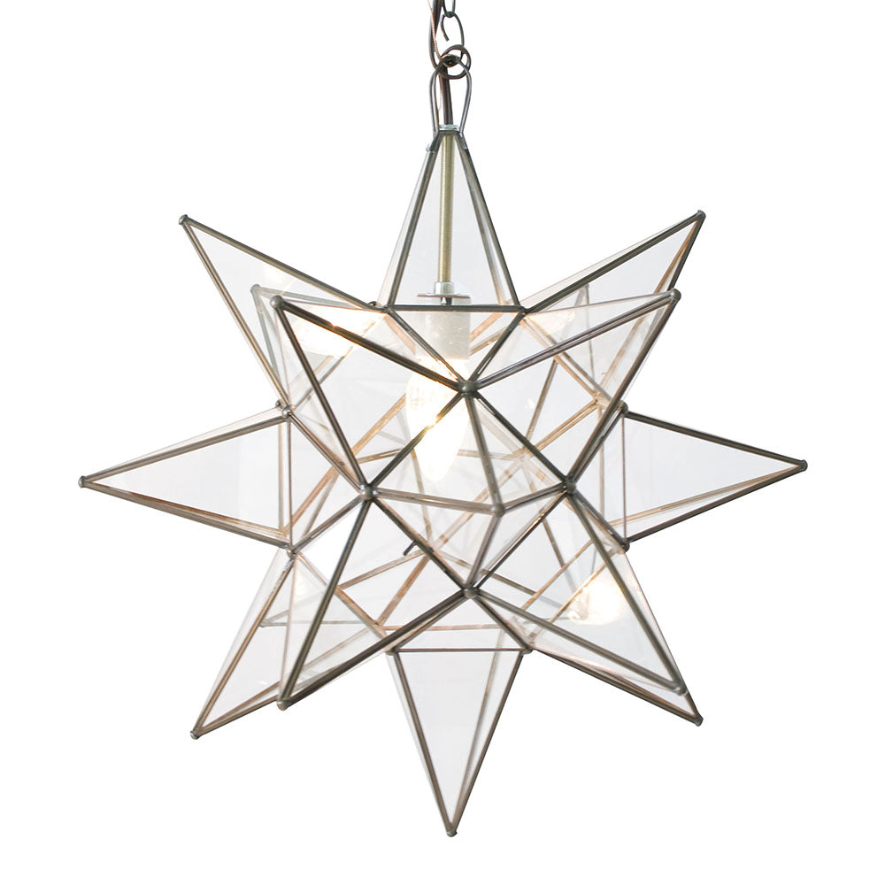 Worlds Away Large Star Pendant Light – Clear Glass & Oxidized Metal