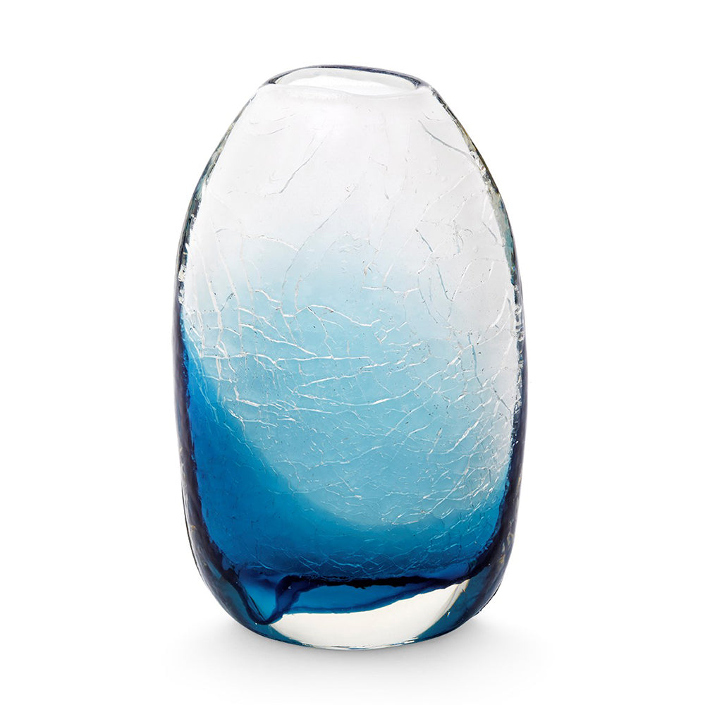 Small Handblown Crackled Glass Vase – Blue | Angeli Collection | Villa & House