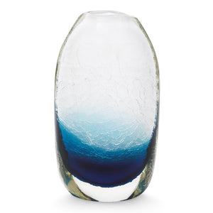 Large Handblown Crackled Glass Vase – Blue | Adela Collection | Villa & House