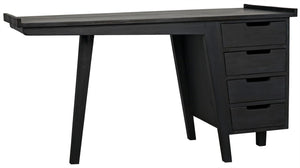 Noir Kennedy 4 Drawer Desk - Charcoal Black