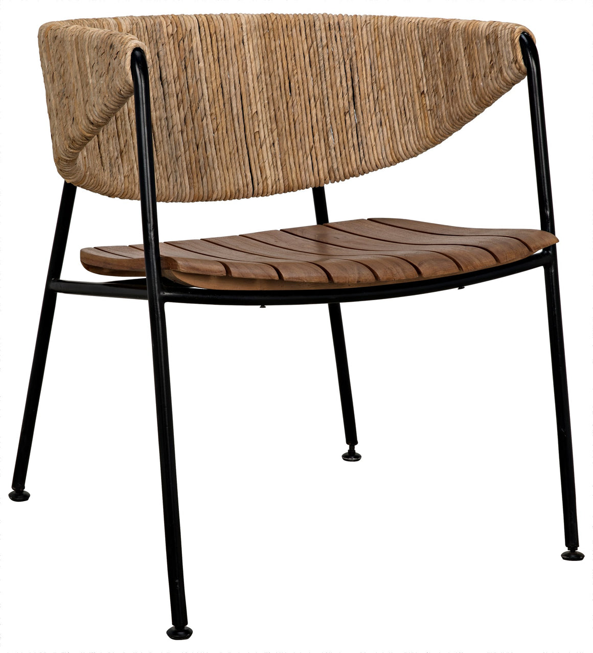 Noir Helena Curved Back Armless Chair - Sea Grass