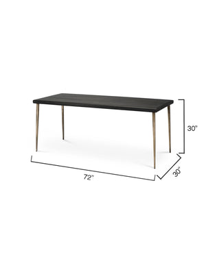 Farmhouse Dining Table in Dark Wood & Antique Silver Legs