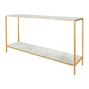 Worlds Away Agnes Hammered Textured Console - Gold Leaf