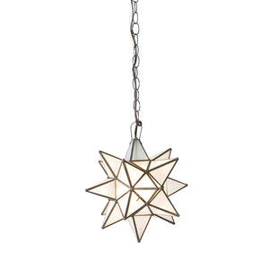 Worlds Away Small Star Pendant Light – Frosted Glass & Oxidized Metal