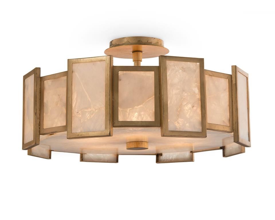 Calcite Panel Six-Light Semi-Flush