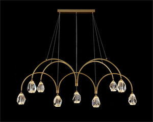 Faceted Cut Crystal Nine-Light Chandelier