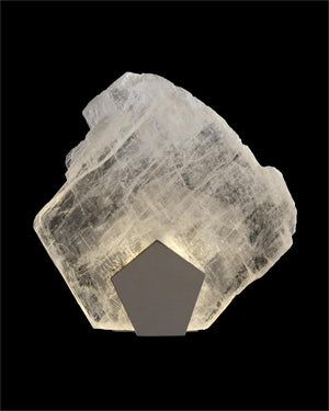 Moonlight Sonata:  Selenite Pane Single-Light Wall Sconce in Polished Stainless Steel Finish