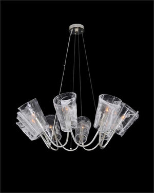 Dulcet:  Eight-Light Chandelier with Glass Formed Shades