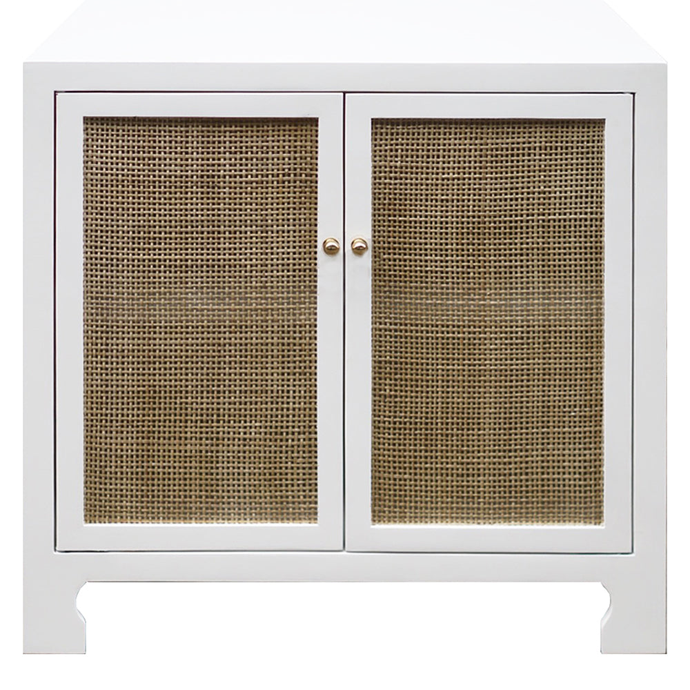 Worlds Away Alden 2 Door Cane Cabinet - White Lacquer