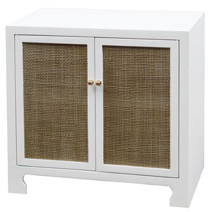 Worlds Away Alden 2 Door Cane Cabinet - White Lacquer