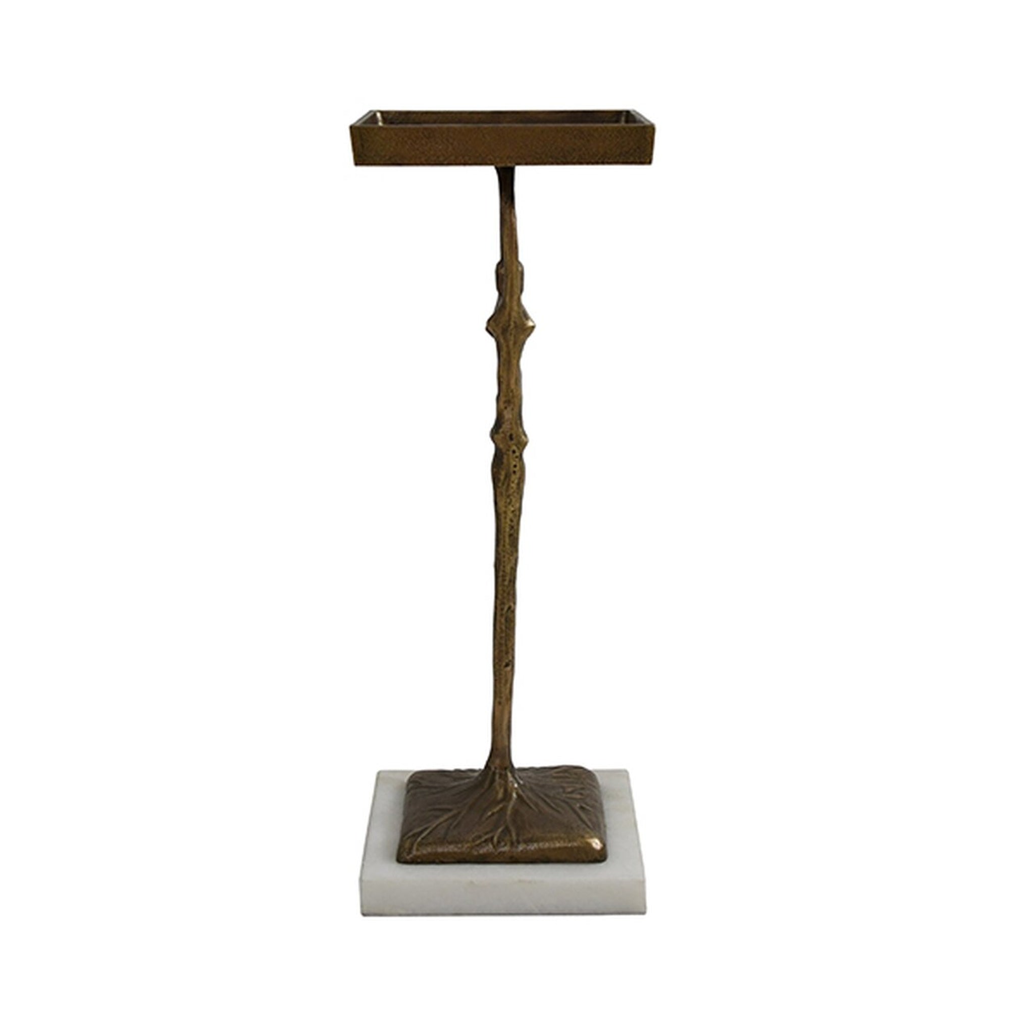 Worlds Away Alexa Sculptural Side Table - Antique Brass