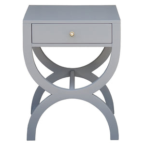 Worlds Away Alexis Side Table with Drawer – Matte Grey Lacquer