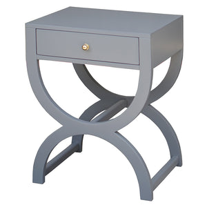 Worlds Away Alexis Side Table with Drawer – Matte Grey Lacquer