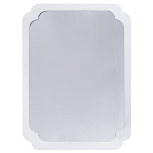 Worlds Away Brooklyn Rectangular Mirror with Pinched Corner Frame – White Lacquer