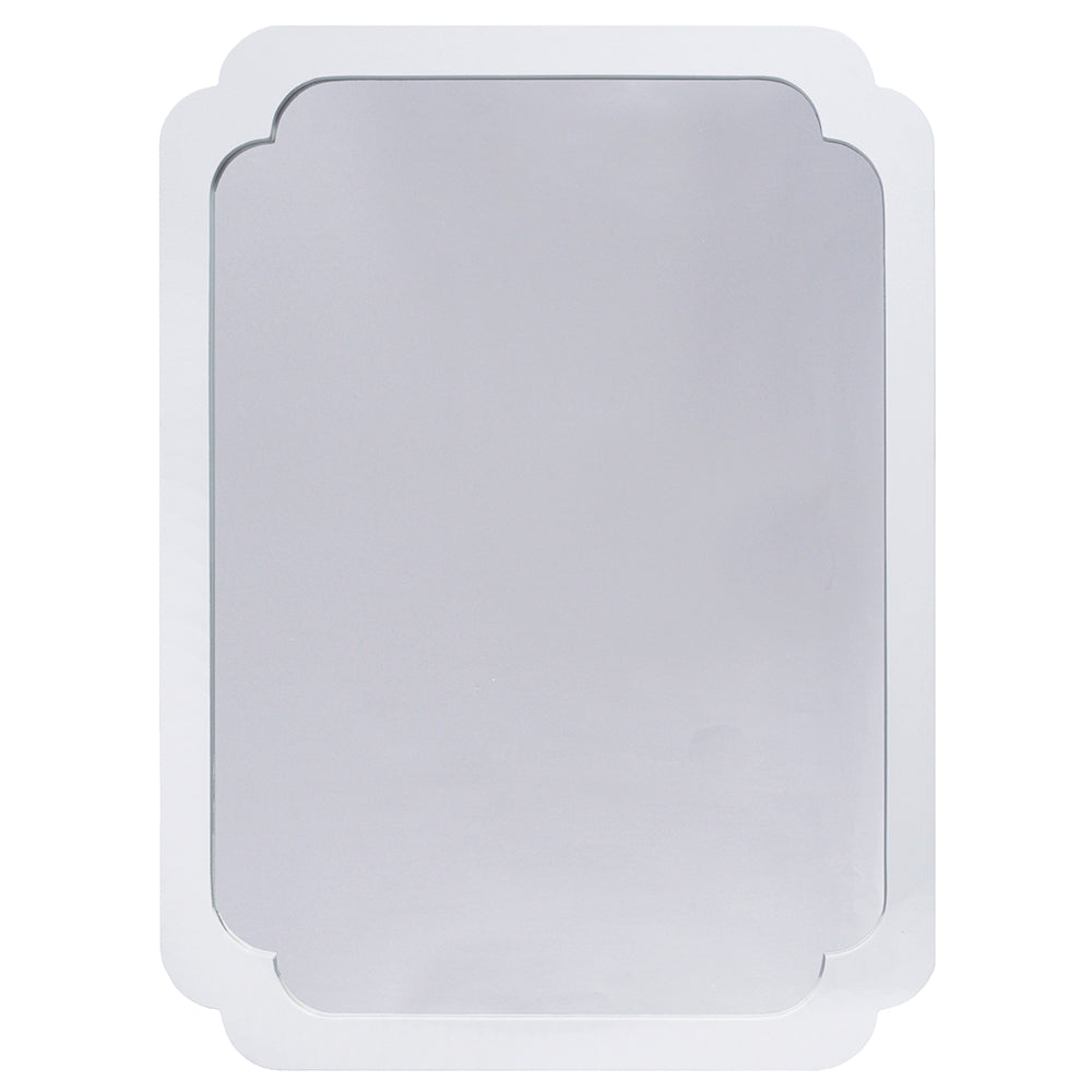 Worlds Away Brooklyn Rectangular Mirror with Pinched Corner Frame – White Lacquer