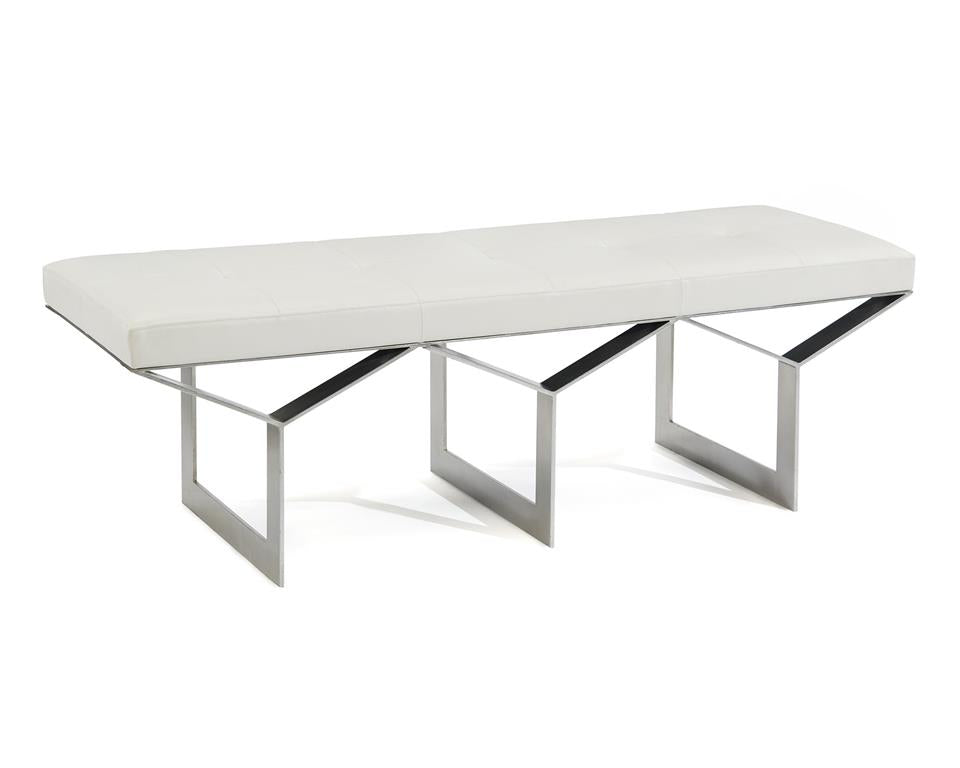 Transverse Leather and Steel Bench