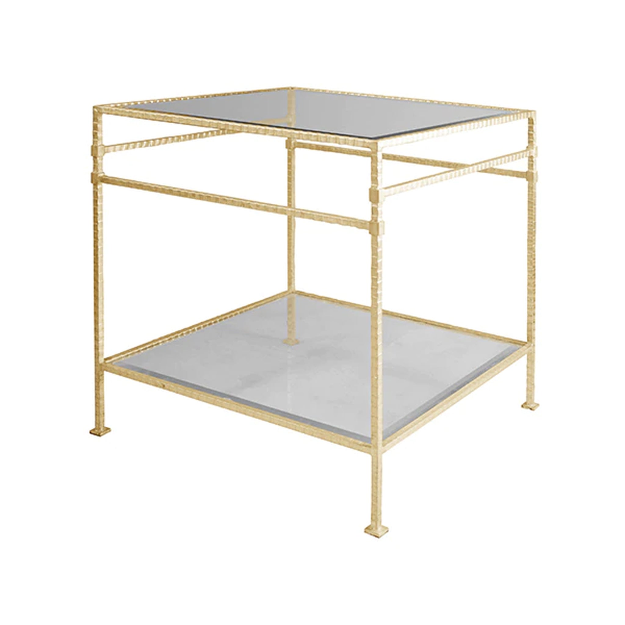 Worlds Away Amos Square Side Table - Gold Leaf