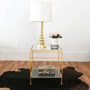 Worlds Away Amos Square Side Table - Gold Leaf