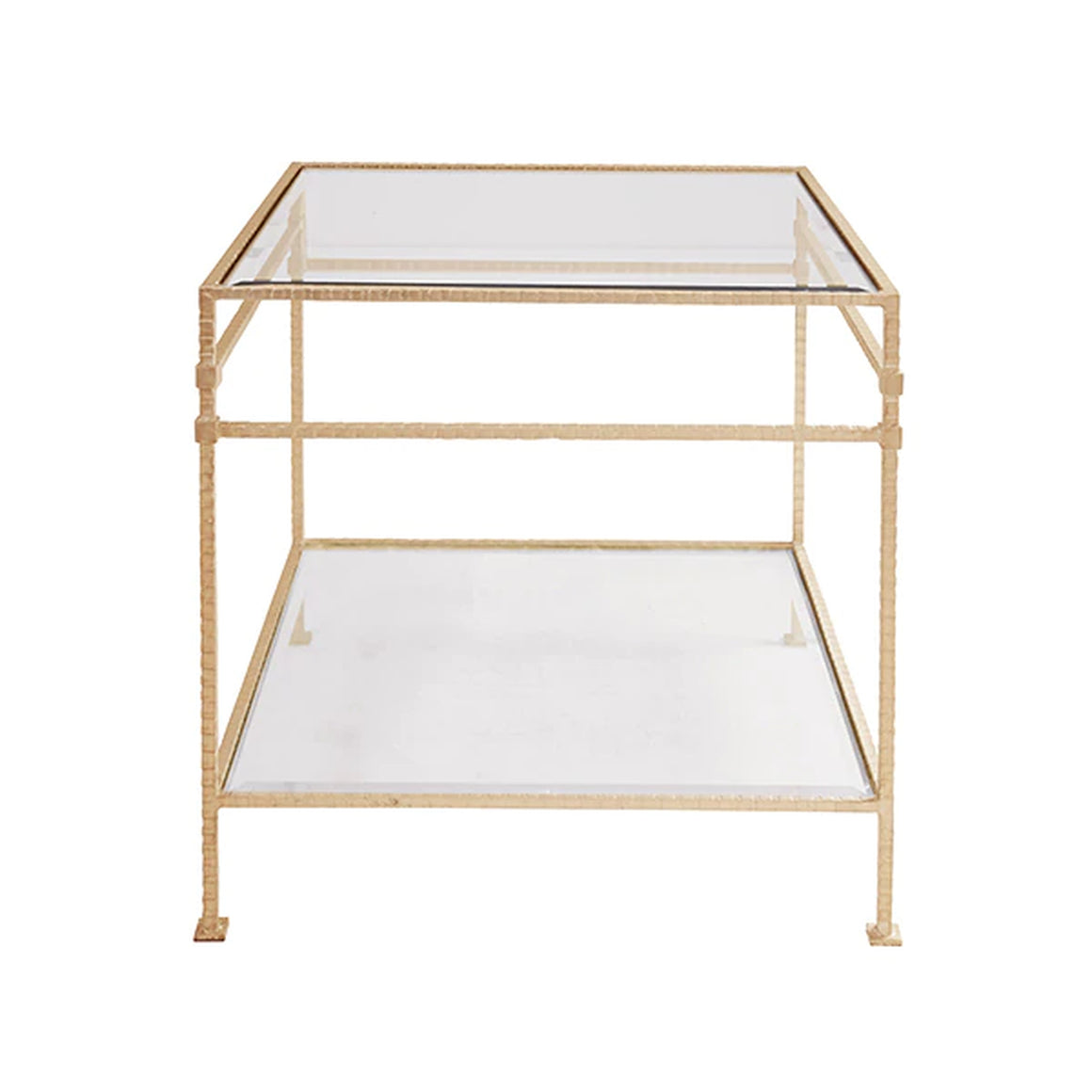 Worlds Away Amos Square Side Table - Gold Leaf