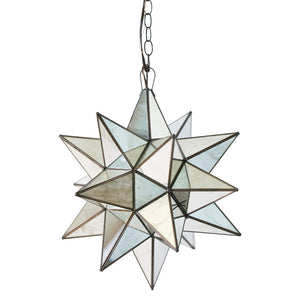 Worlds Away Medium Star Pendant Light – Antique Brass & Mirror